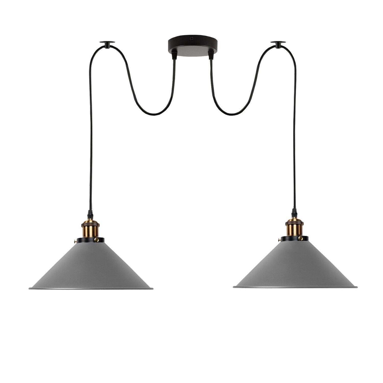 2-way Retro Industrial ceiling cable E27 Hanging lamp pendant light~3403-15