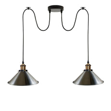 2-way Retro Industrial ceiling cable E27 Hanging lamp pendant light~3403-16