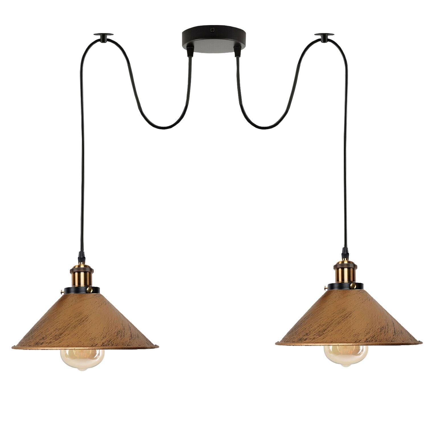 2-way Retro Industrial ceiling cable E27 Hanging lamp pendant light~3403-26