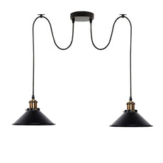 2-way Retro Industrial ceiling cable E27 Hanging lamp pendant light~3403-27