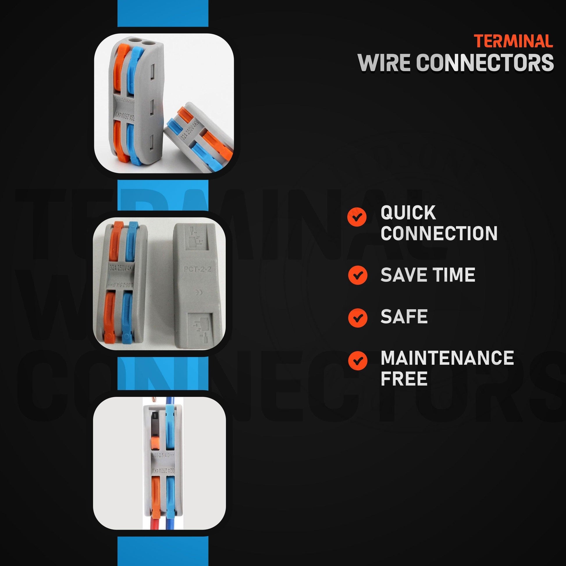 2/3 Way Electrical Connectors Wire Block Clamp Clips Fast Cable Reusable Lever~2163-19