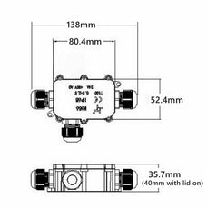 2/3 Way IP65 Waterproof Junction Box Underground Cable Line Protection Connector~1431-1