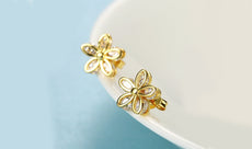 14K Gold Plated White Elements Pav'e Paisley Stud Earrings - Puritific