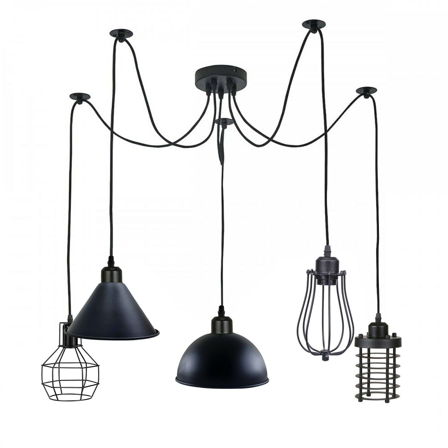 2m Pendant Light Cage Retro Industrial Ceiling Light Spider Lamp~1166-7