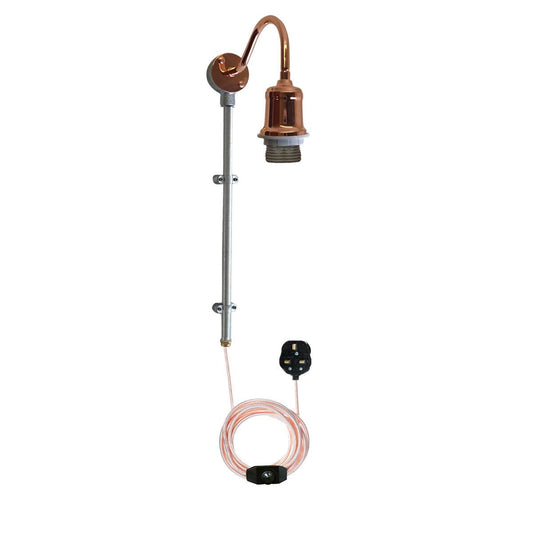 2m Plug with Dimmer Switch Fabric Flex Cable Plug In Pendant Pipe Light Set Rose Gold~1604-0