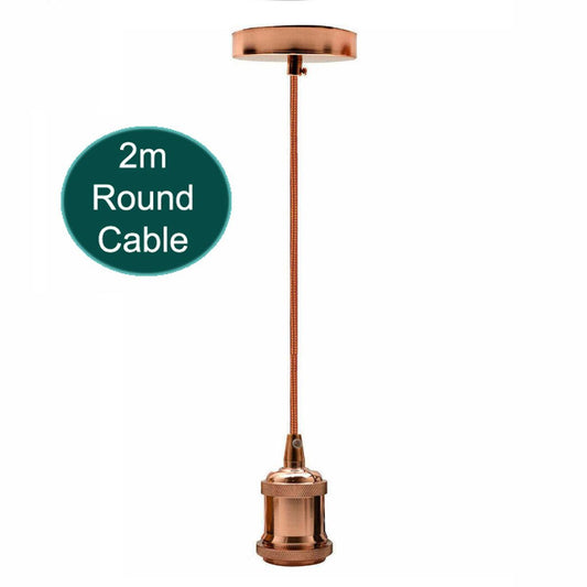 2m Round Cable E27 Base Rose Gold Holder~1722-0