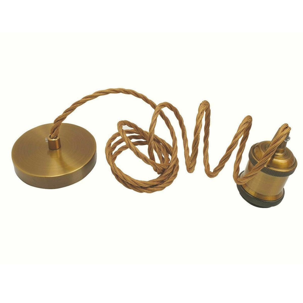 2m Round Cable E27 Base Yellow Brass Holder~1723-1