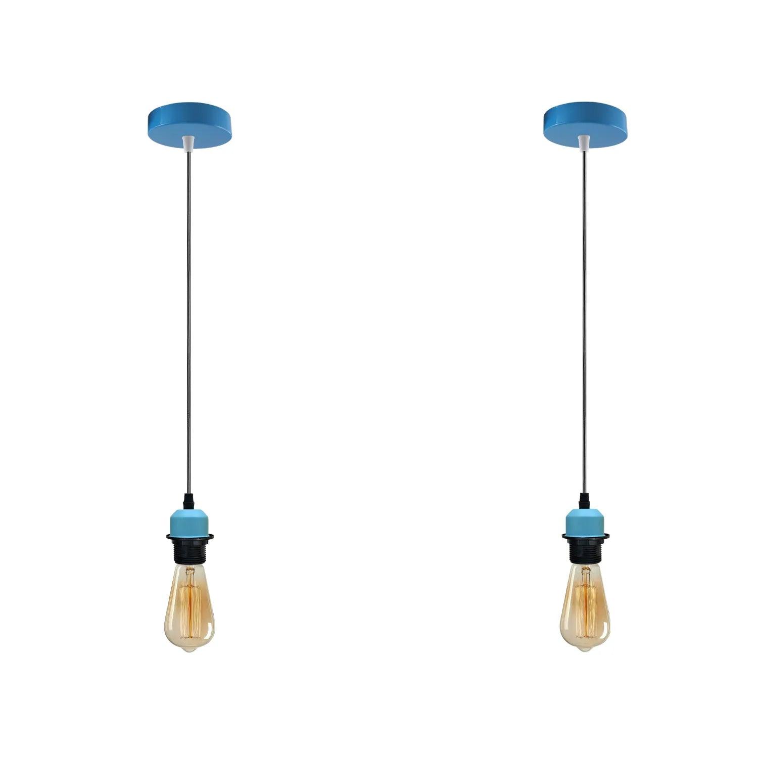 2Pack Blue Pendant Light,E27 Lamp Holder Ceiling Hanging Light,PVC Cable~4226-0