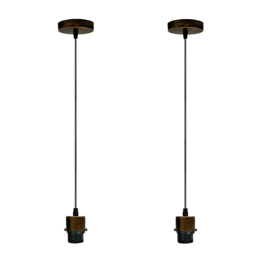 2Pack Brushed Copper Pendant Light,E27 Lamp Holder Hanging Light,PVC Cable~4234-0