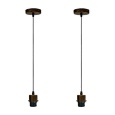 2Pack Brushed Copper Pendant Light,E27 Lamp Holder Hanging Light,PVC Cable~4234-0