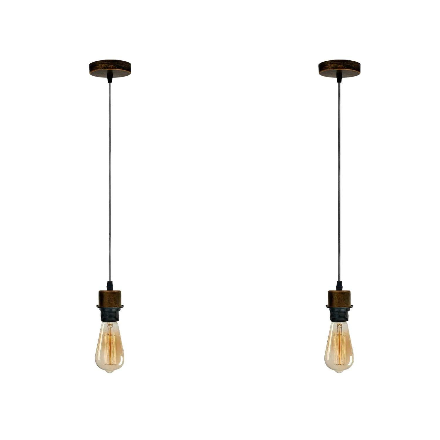 2Pack Brushed Copper Pendant Light,E27 Lamp Holder Hanging Light,PVC Cable~4234-6