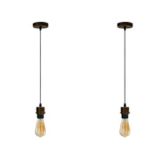 2Pack Brushed Copper Pendant Light,E27 Lamp Holder Hanging Light,PVC Cable~4234-6