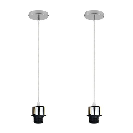 2Pack Chrome Pendant Light ,E27 Lamp Holder Ceiling Hanging Light,PVC Cable~4233-0