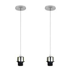 2Pack Chrome Pendant Light ,E27 Lamp Holder Ceiling Hanging Light,PVC Cable~4233-0