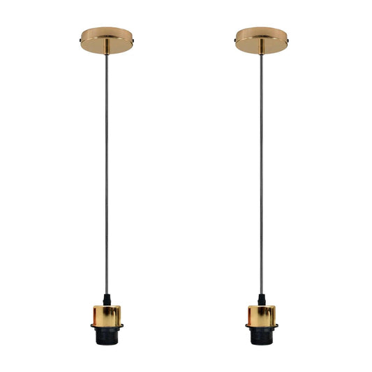 2Pack French Gold Pendant Light ,E27 Lamp Holder Hanging Light,PVC Cable~4232-0