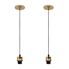 2Pack French Gold Pendant Light ,E27 Lamp Holder Hanging Light,PVC Cable~4232-0