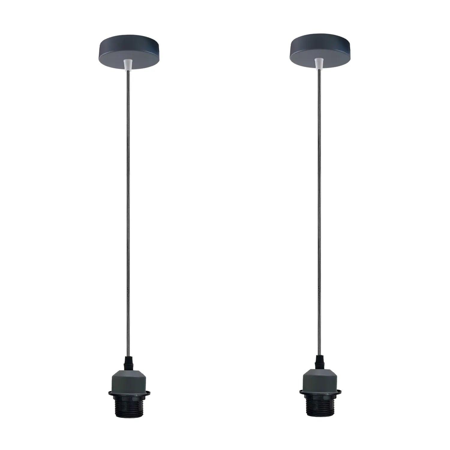 2Pack Grey Pendant Light,E27 Lamp Holder Ceiling Hanging Light,PVC Cable~4231-6