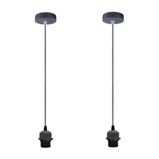 2Pack Grey Pendant Light,E27 Lamp Holder Ceiling Hanging Light,PVC Cable~4231-6