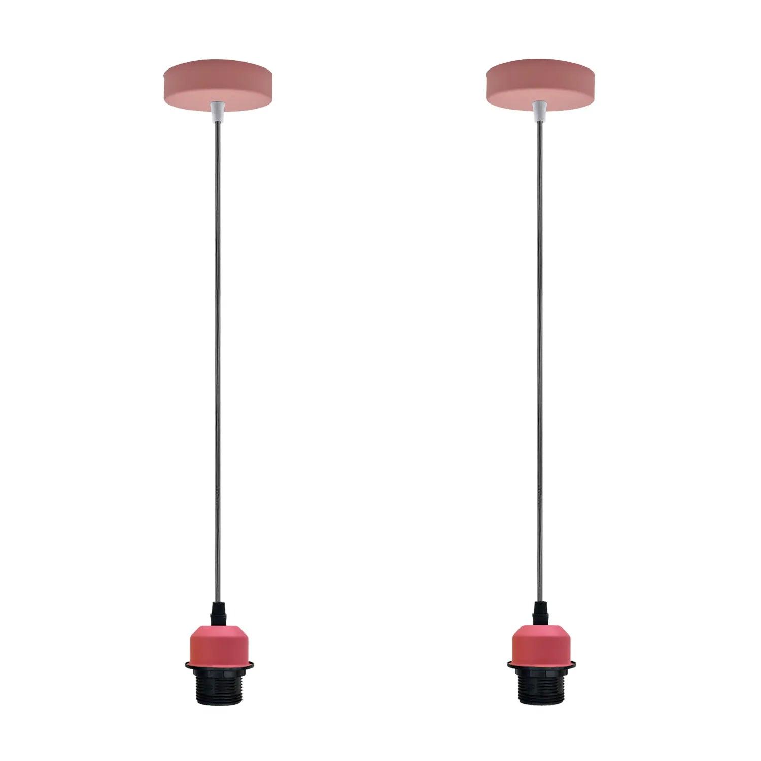 2Pack Pink Pendant Light,Lamp Holder Ceiling Hanging Light,with PVC Cable~4230-0