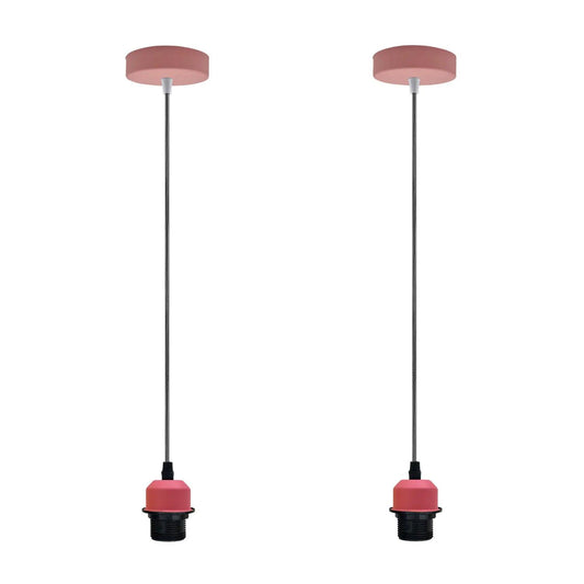 2Pack Pink Pendant Light,Lamp Holder Ceiling Hanging Light,with PVC Cable~4230-0