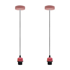 2Pack Pink Pendant Light,Lamp Holder Ceiling Hanging Light,with PVC Cable~4230-0