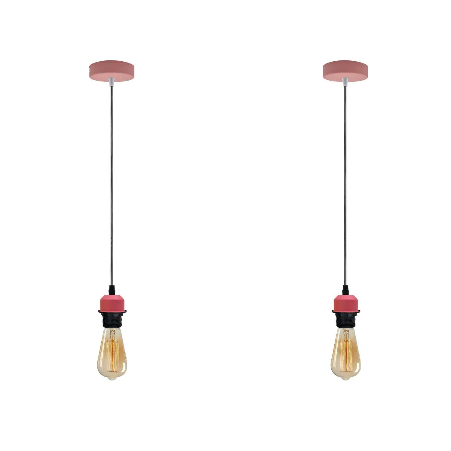 2Pack Pink Pendant Light,Lamp Holder Ceiling Hanging Light,with PVC Cable~4230-6