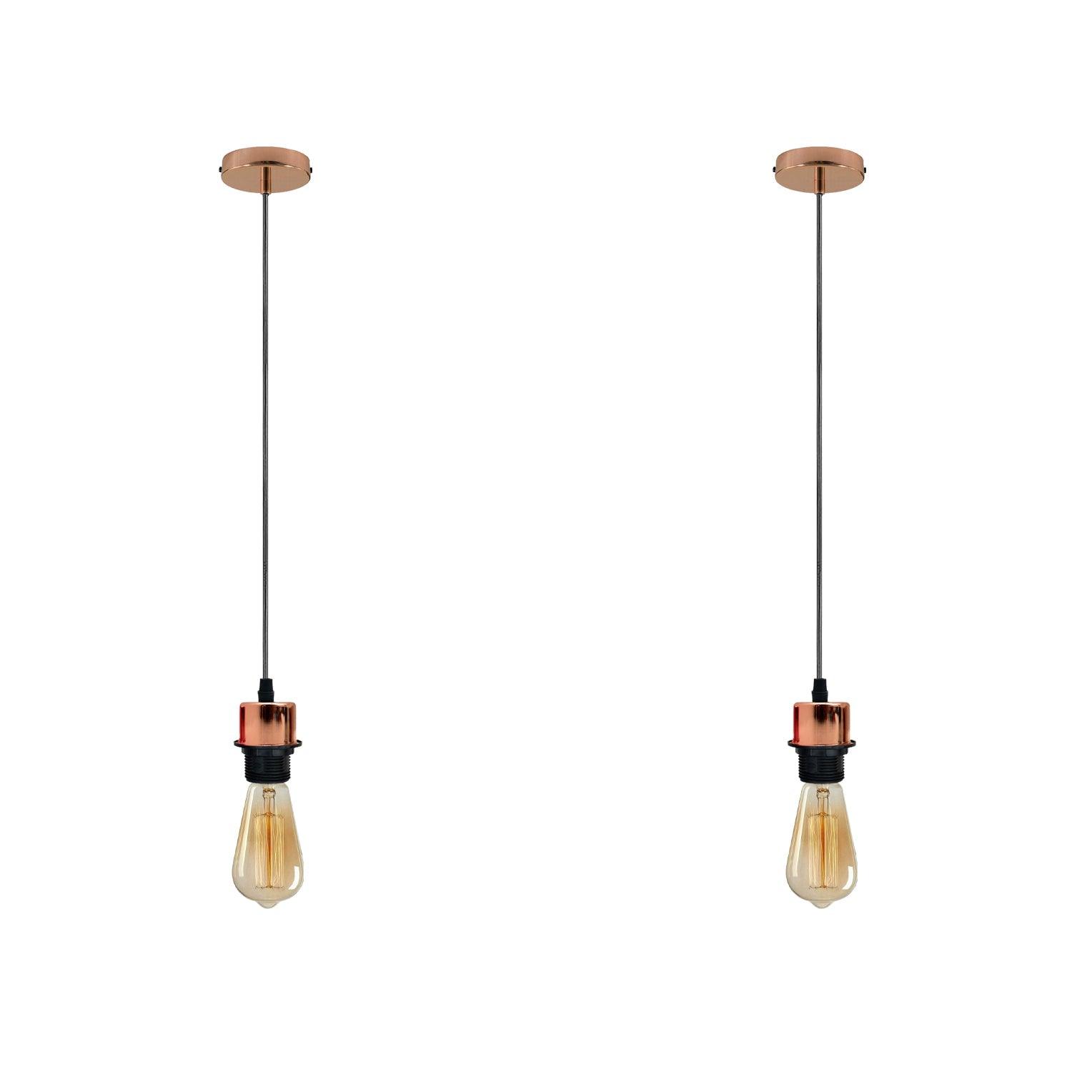 2Pack Rose Gold Pendant Light,E27 Lamp Holder Ceiling Hanging Light,PVC Cable~4229-0