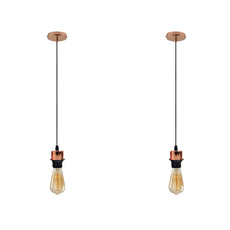 2Pack Rose Gold Pendant Light,E27 Lamp Holder Ceiling Hanging Light,PVC Cable~4229-0