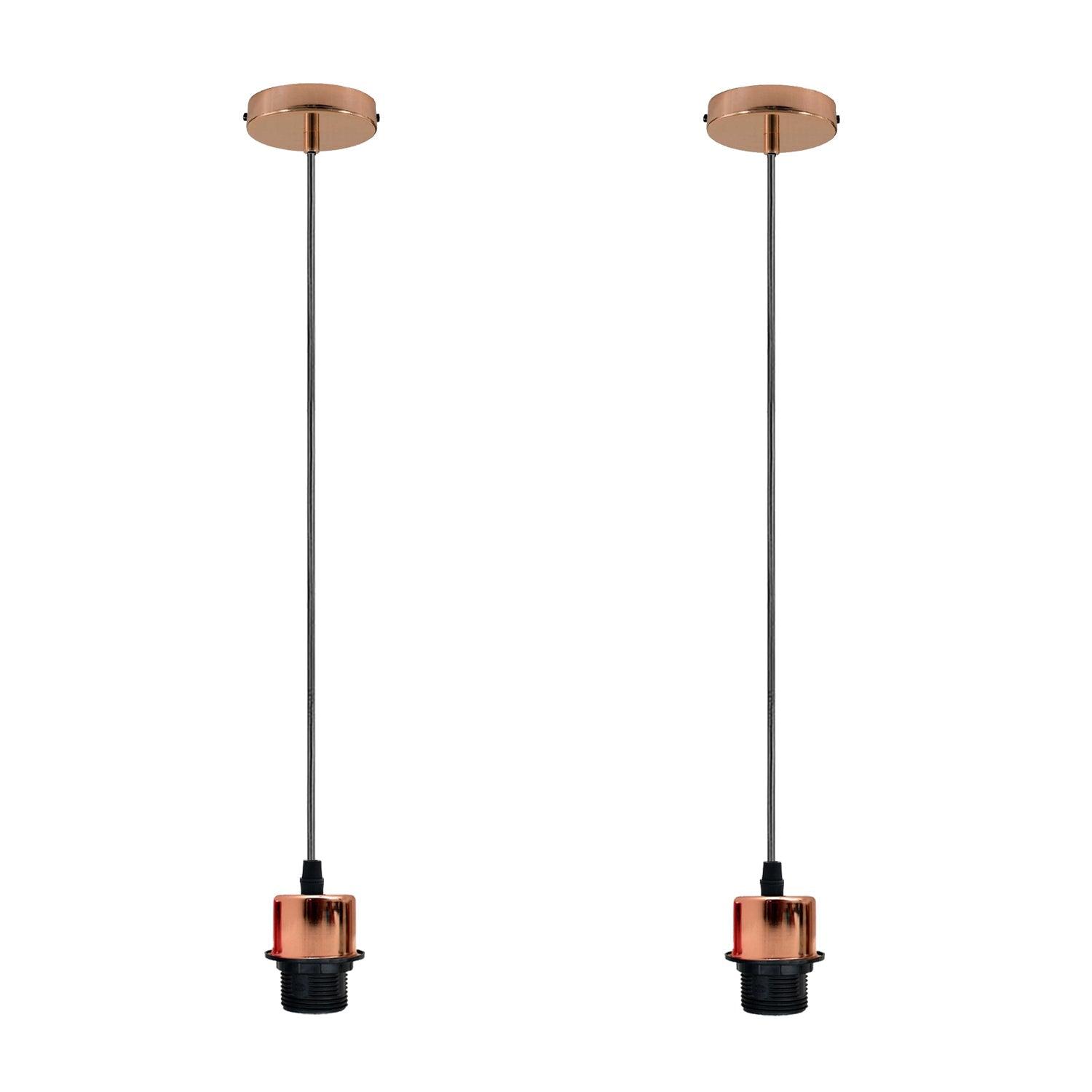 2Pack Rose Gold Pendant Light,E27 Lamp Holder Ceiling Hanging Light,PVC Cable~4229-1