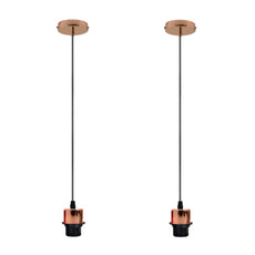 2Pack Rose Gold Pendant Light,E27 Lamp Holder Ceiling Hanging Light,PVC Cable~4229-1