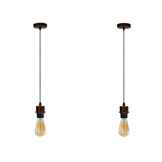 2Pack Rustic Red Pendant Light,E27 Lamp Holder Hanging Light,PVC Cable~4228-0