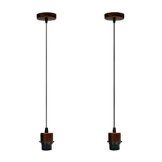 2Pack Rustic Red Pendant Light,E27 Lamp Holder Hanging Light,PVC Cable~4228-6