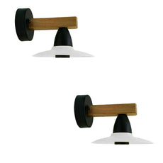 2Pack White LED Wall Light Sconce Wood,15cm Lamp Shade,E27 Lamp Holder~4349-2