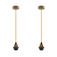 2Pack Yellow Brass Pendant Light,E27 Lamp Holder Hanging Light,2m Cable~4256-0