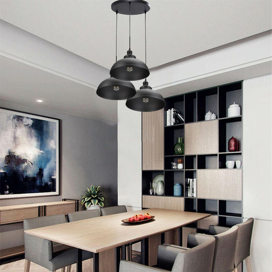 3 Ceiling lamp Pendant Cluster Light Modern Light Fitting Black Lampshades~4492-0