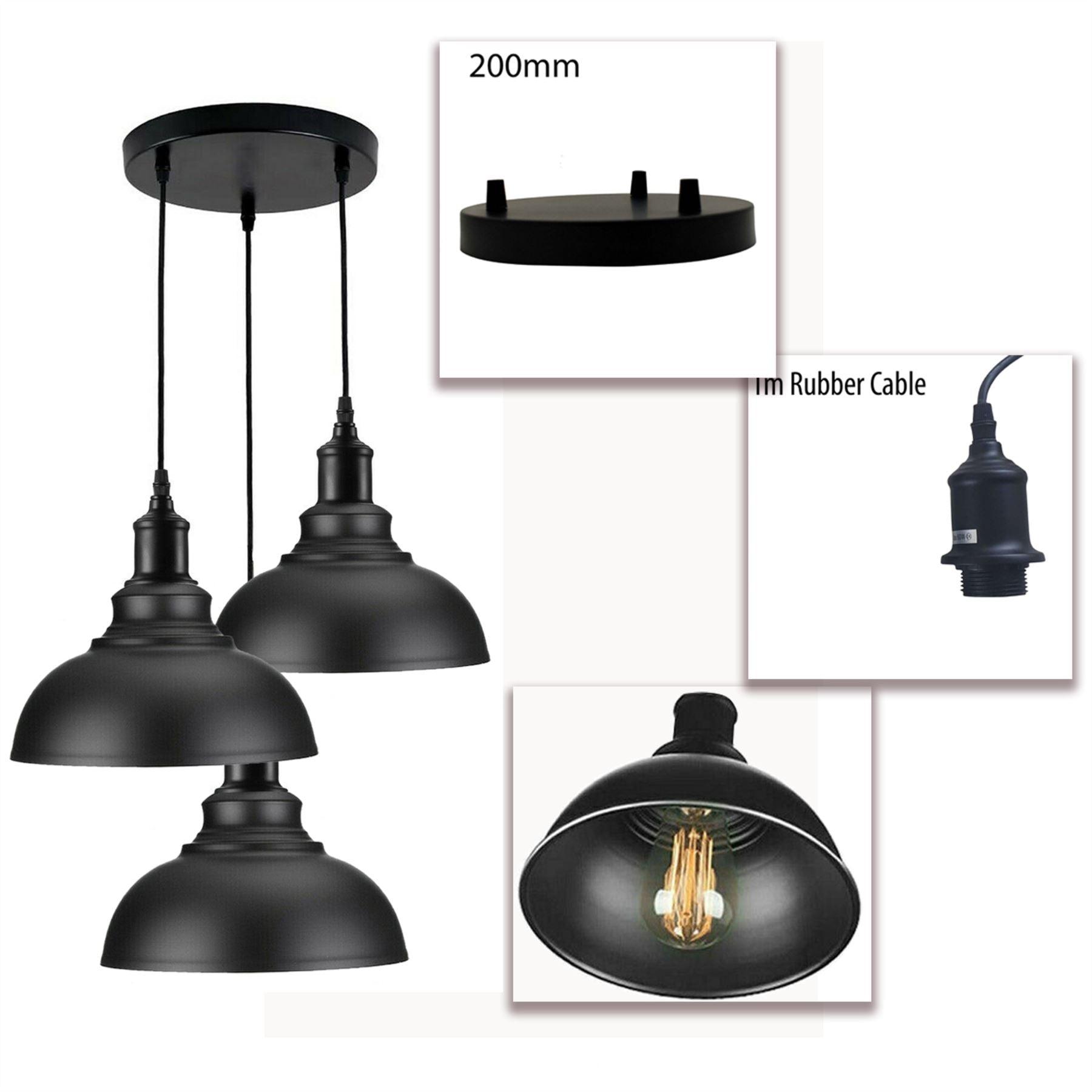 3 Ceiling lamp Pendant Cluster Light Modern Light Fitting Black Lampshades~4492-9