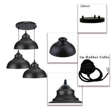 3 Ceiling lamp Pendant Cluster Light Modern Light Fitting Black Lampshades~4492-11