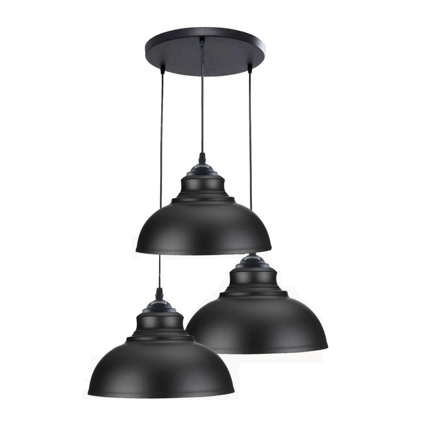 3 Ceiling lamp Pendant Cluster Light Modern Light Fitting Black Lampshades~4492-17