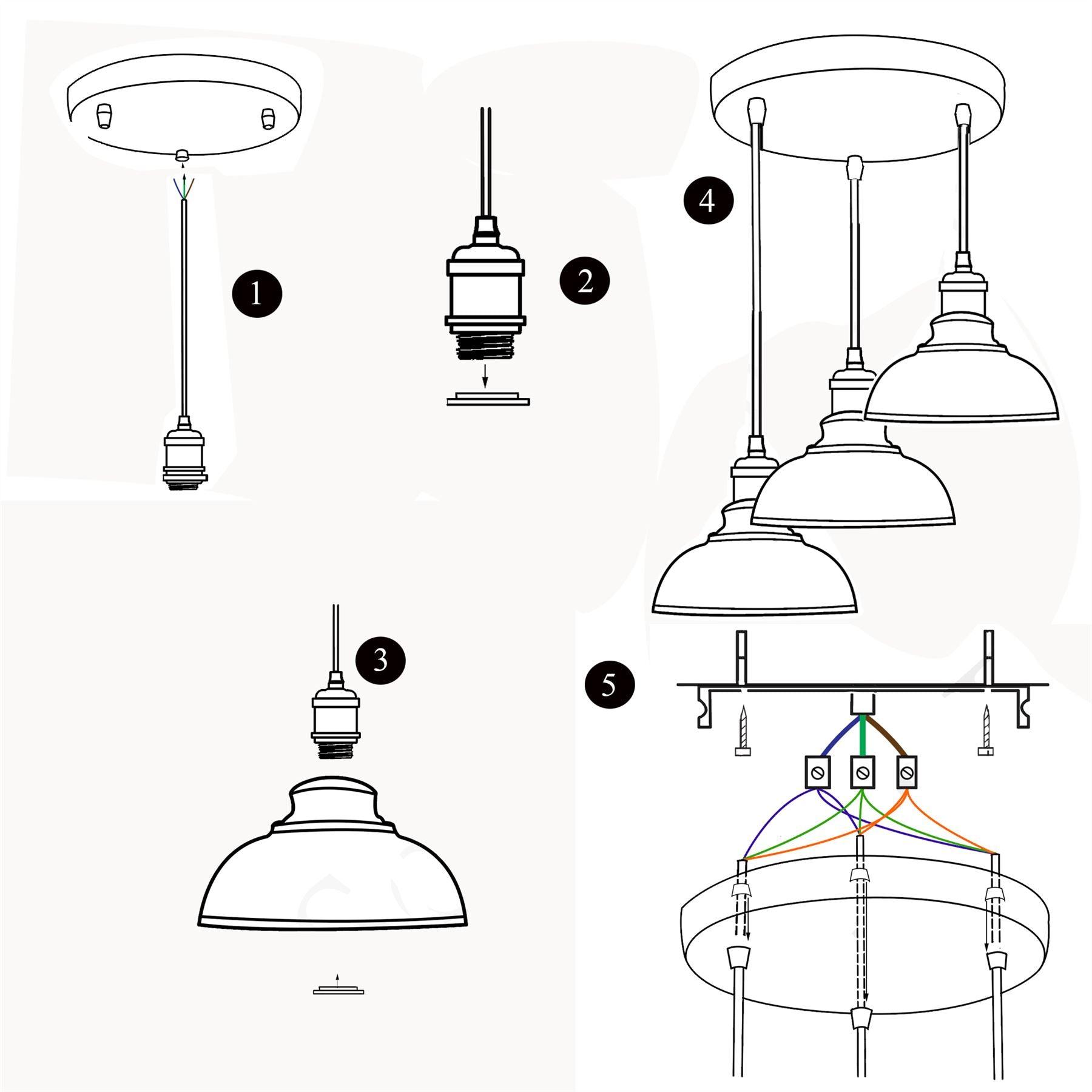 3 Ceiling lamp Pendant Cluster Light Modern Light Fitting Black Lampshades~4492-4