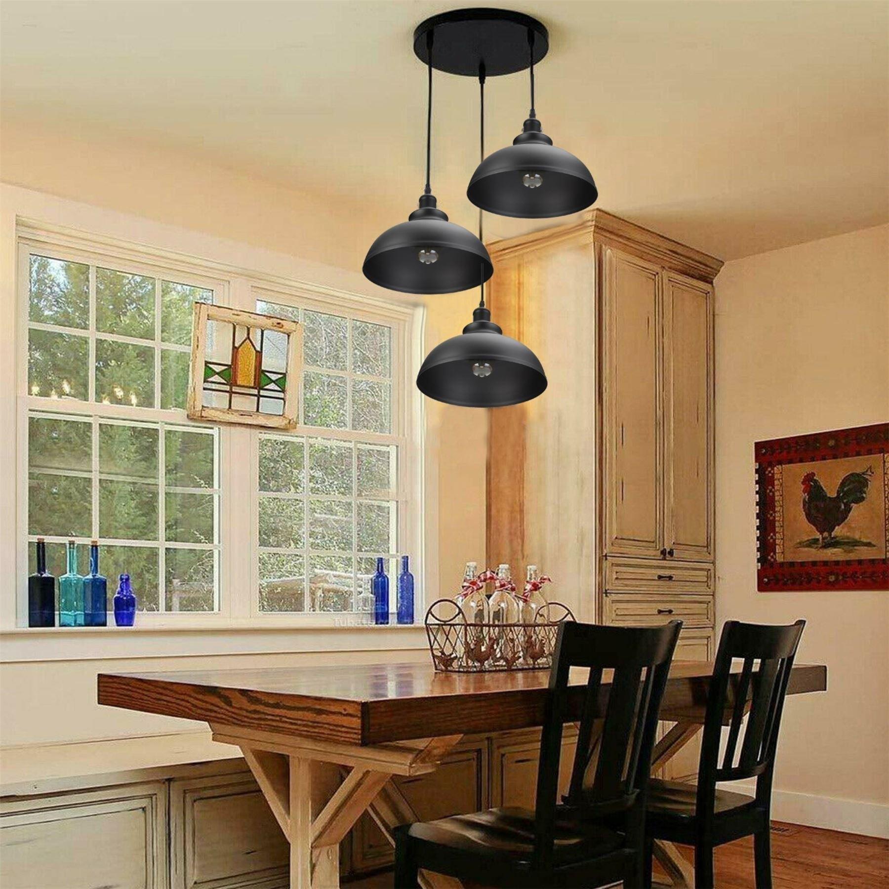 3 Ceiling lamp Pendant Cluster Light Modern Light Fitting Black Lampshades~4492-8