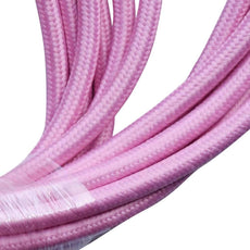 3 core Round Colour braided lighting Fabric Baby Pink Cable~3183-4