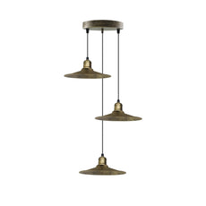 3 Head Brushed Brass Ceiling Pendant Light Metal Shade 22cm E27 Hanging Light~4405-1