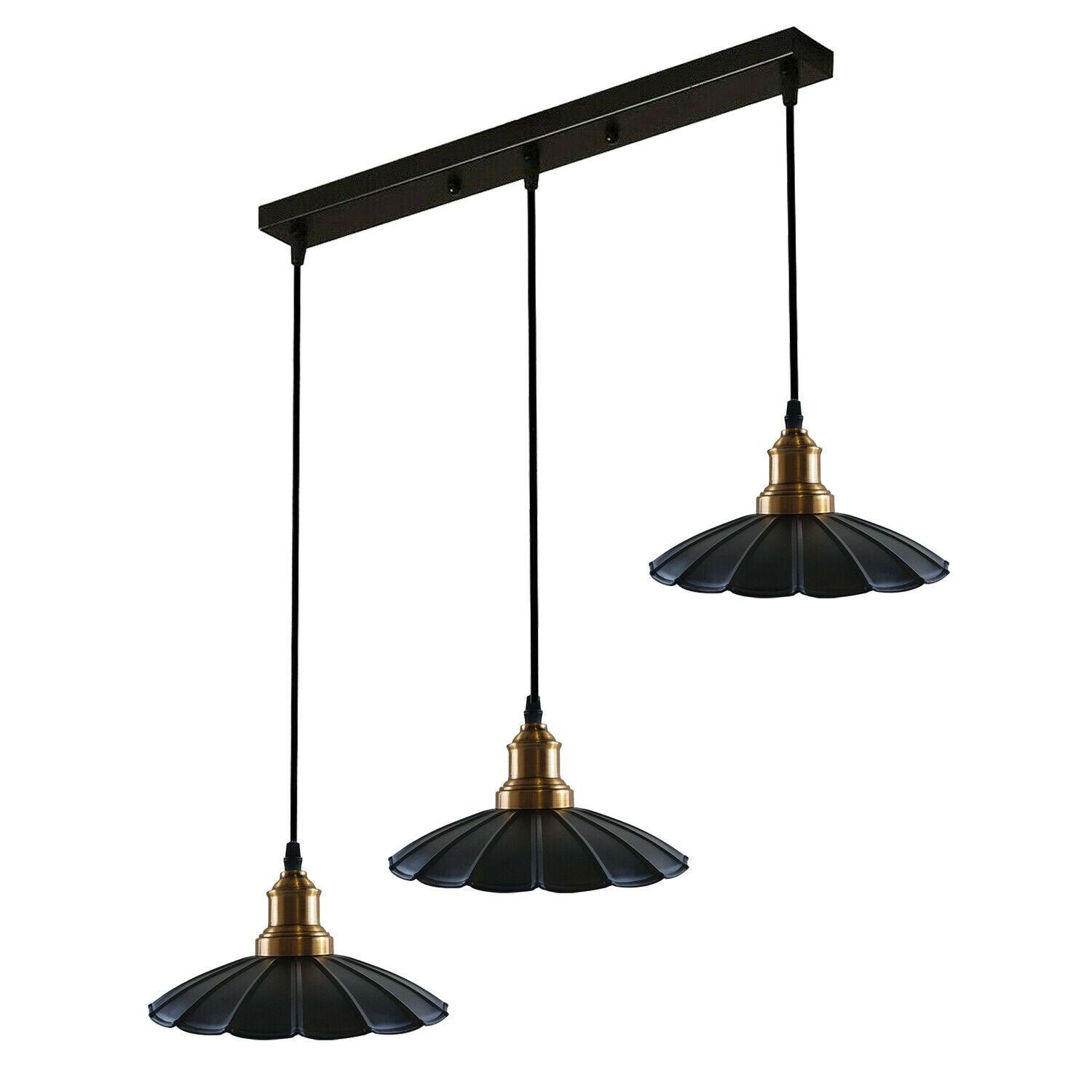 3 Head Rectangle Pendant Light Retro Black Lamp Shade Light~1487-2