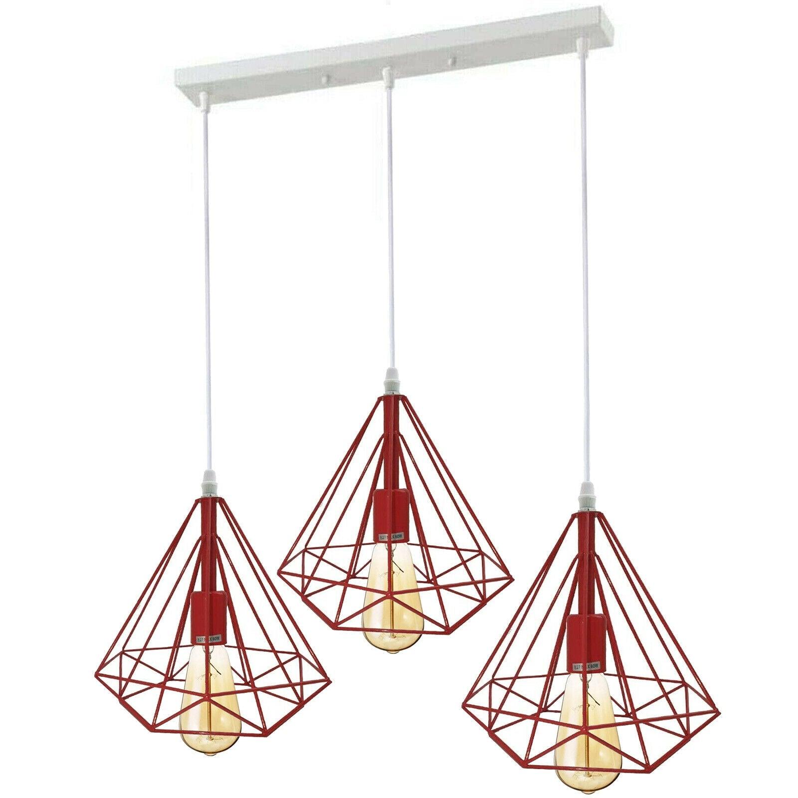 3 Head Red Ceiling Pendant Lights Lampshade~1803-1