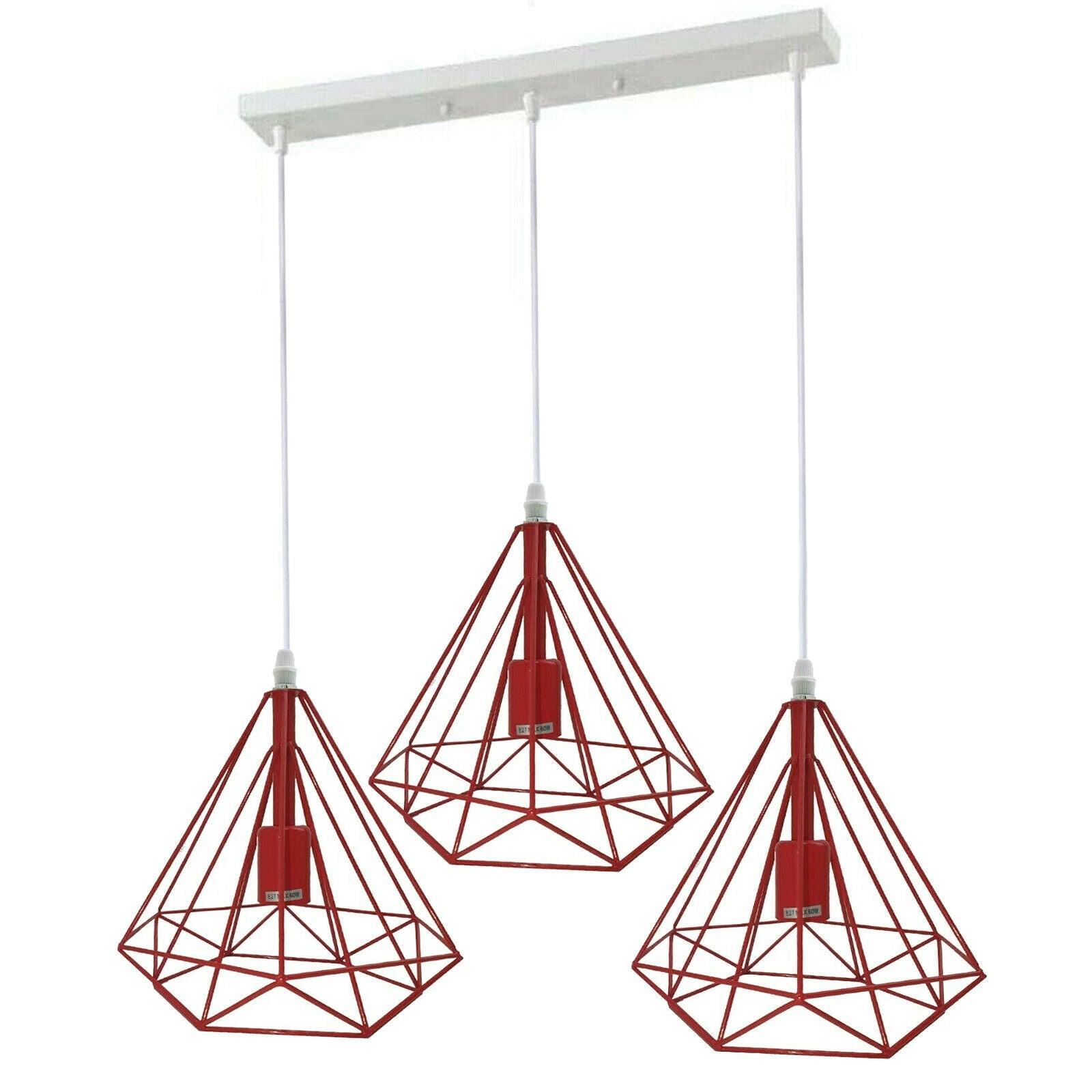 3 Head Red Ceiling Pendant Lights Lampshade~1803-2