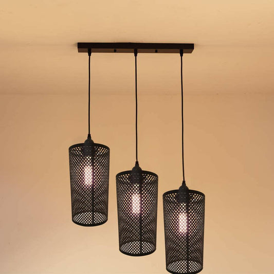 3 Light Barrel shape Large Fitting Net Wire Cage Shade Ceiling Industrial Geometric~2370-0