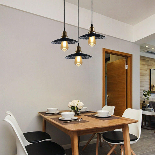 3 Outlet Black Wavy Metal Ceiling Pendant Light~1488-0