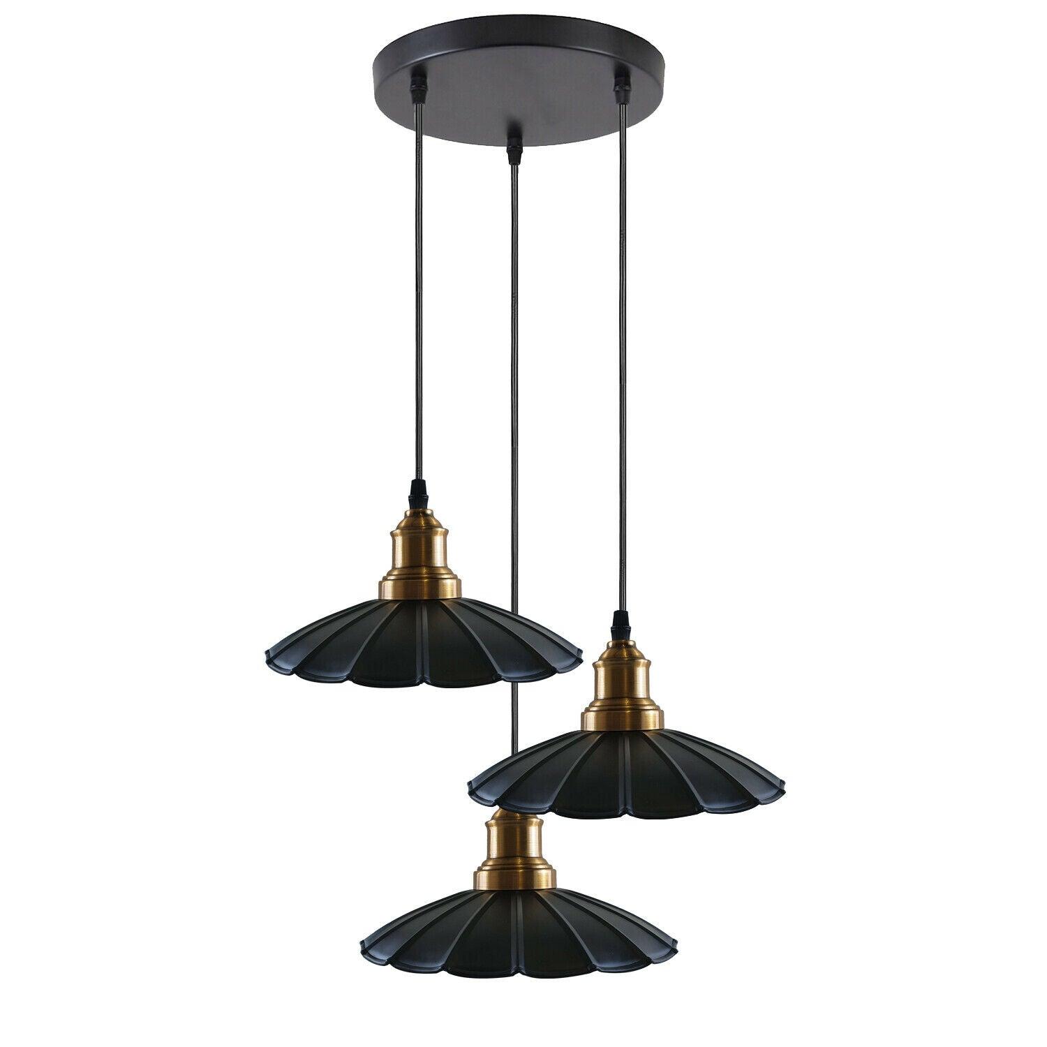 3 Outlet Black Wavy Metal Ceiling Pendant Light~1488-1