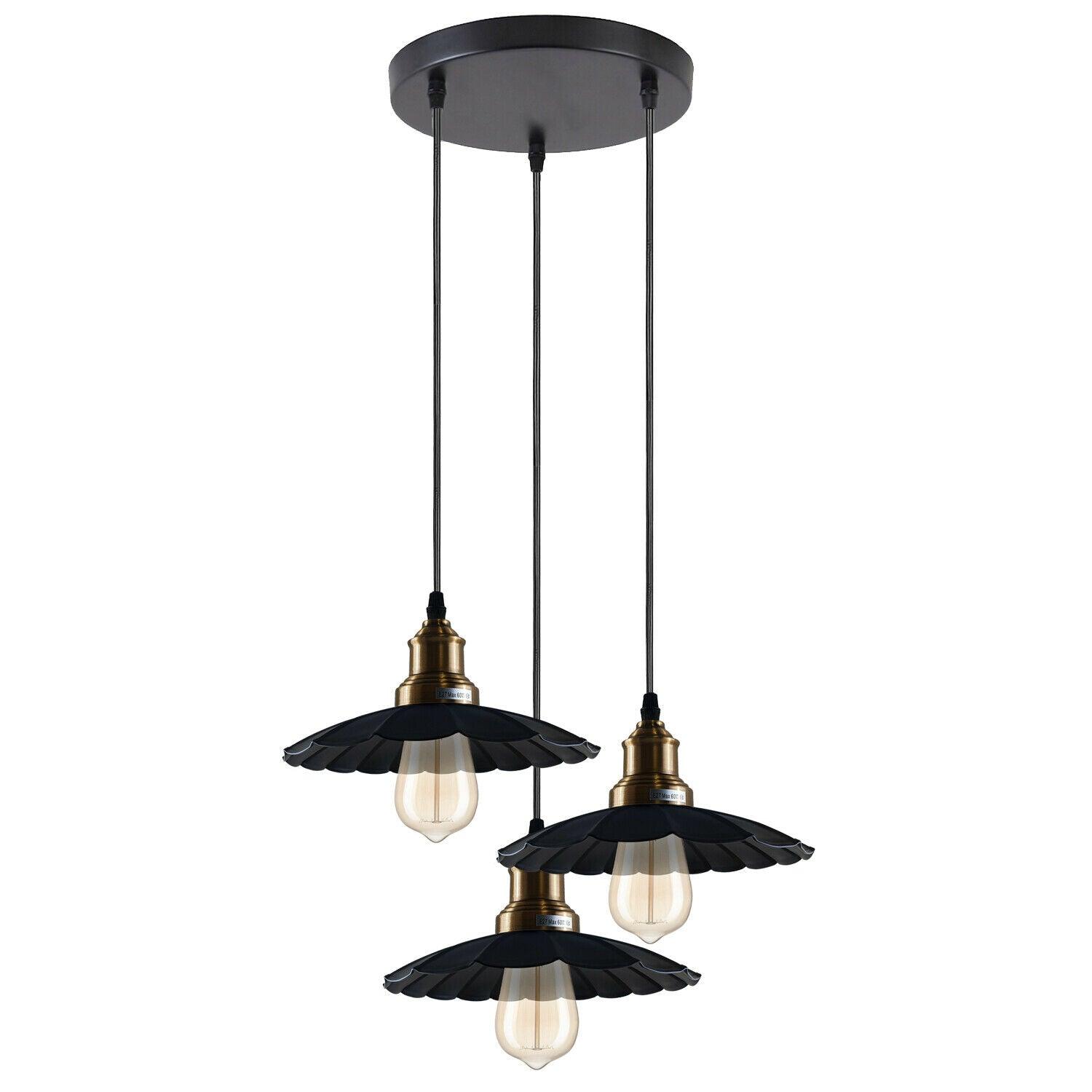 3 Outlet Black Wavy Metal Ceiling Pendant Light~1488-2