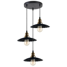 3 Outlet Black Wavy Metal Ceiling Pendant Light~1488-3